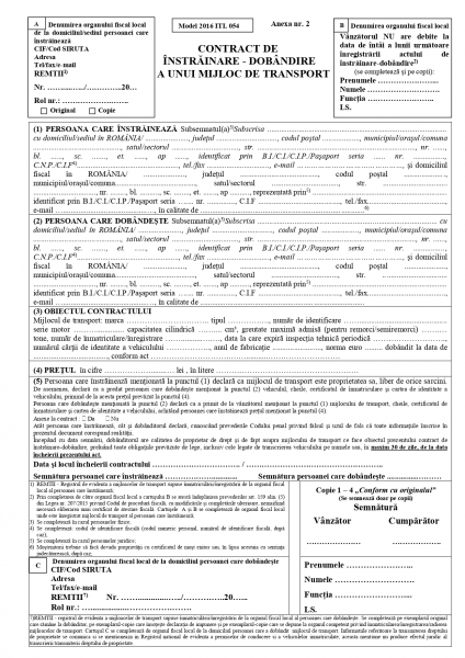 contract vanzare cumparare auto
